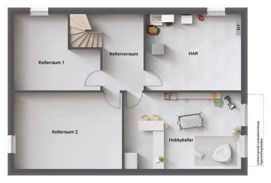 Grundriss-Bungalow-110-Kellergeschoss-Keller-Hobbykeller